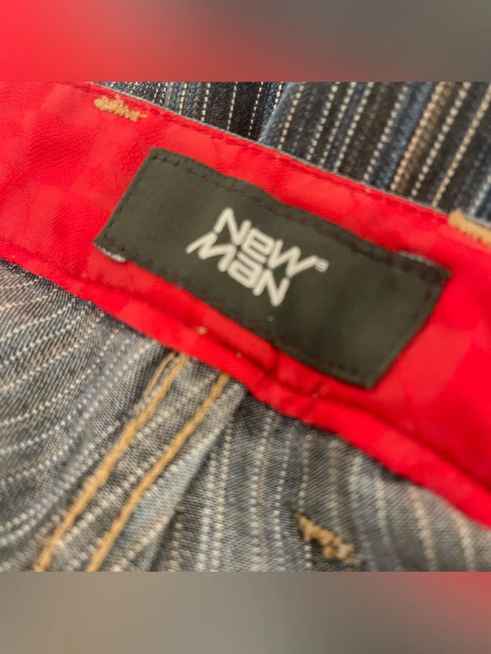 Vintage New Man Multi Wash Striped Denim Baggy Jeans US 36/38 EUC
